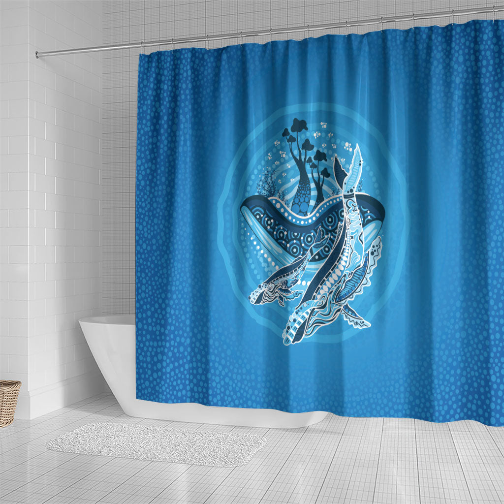 Aboriginal Ocean Whale Shower Curtain Dot Art Dreamtime Tree of Life
