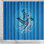 Aboriginal Ocean Whale Shower Curtain Dot Art Dreamtime Tree of Life