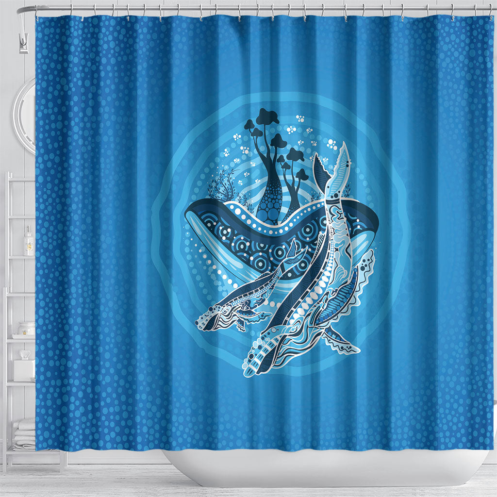 Aboriginal Ocean Whale Shower Curtain Dot Art Dreamtime Tree of Life