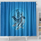 Aboriginal Ocean Whale Shower Curtain Dot Art Dreamtime Tree of Life