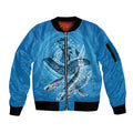 Aboriginal Ocean Whale Sleeve Zip Bomber Jacket Dot Art Dreamtime Tree of Life