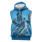 Aboriginal Ocean Whale Sleeveless Hoodie Dot Art Dreamtime Tree of Life