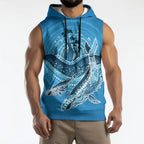 Aboriginal Ocean Whale Sleeveless Hoodie Dot Art Dreamtime Tree of Life