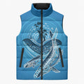 Aboriginal Ocean Whale Sleeveless Puffer Jacket Dot Art Dreamtime Tree of Life
