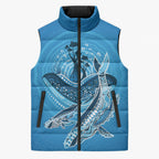 Aboriginal Ocean Whale Sleeveless Puffer Jacket Dot Art Dreamtime Tree of Life