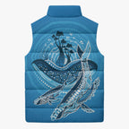 Aboriginal Ocean Whale Sleeveless Puffer Jacket Dot Art Dreamtime Tree of Life