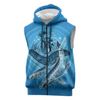 Aboriginal Ocean Whale Sleeveless Zip Hoodie Dot Art Dreamtime Tree of Life