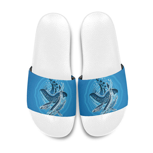 Aboriginal Ocean Whale Slide Sandals Dot Art Dreamtime Tree of Life