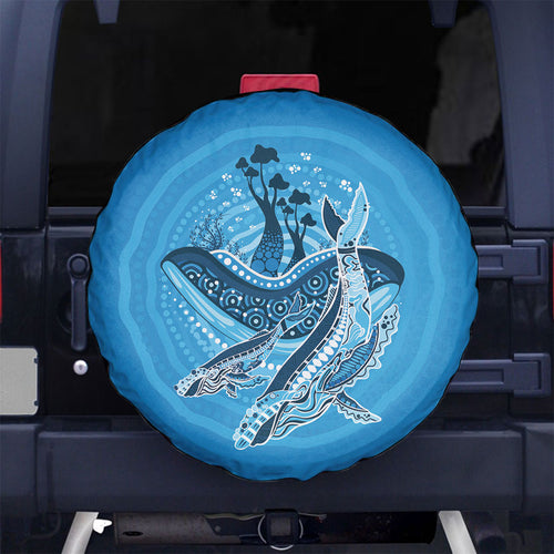 Aboriginal Ocean Whale Spare Tire Cover Dot Art Dreamtime Tree of Life