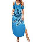 Aboriginal Ocean Whale Summer Maxi Dress Dot Art Dreamtime Tree of Life