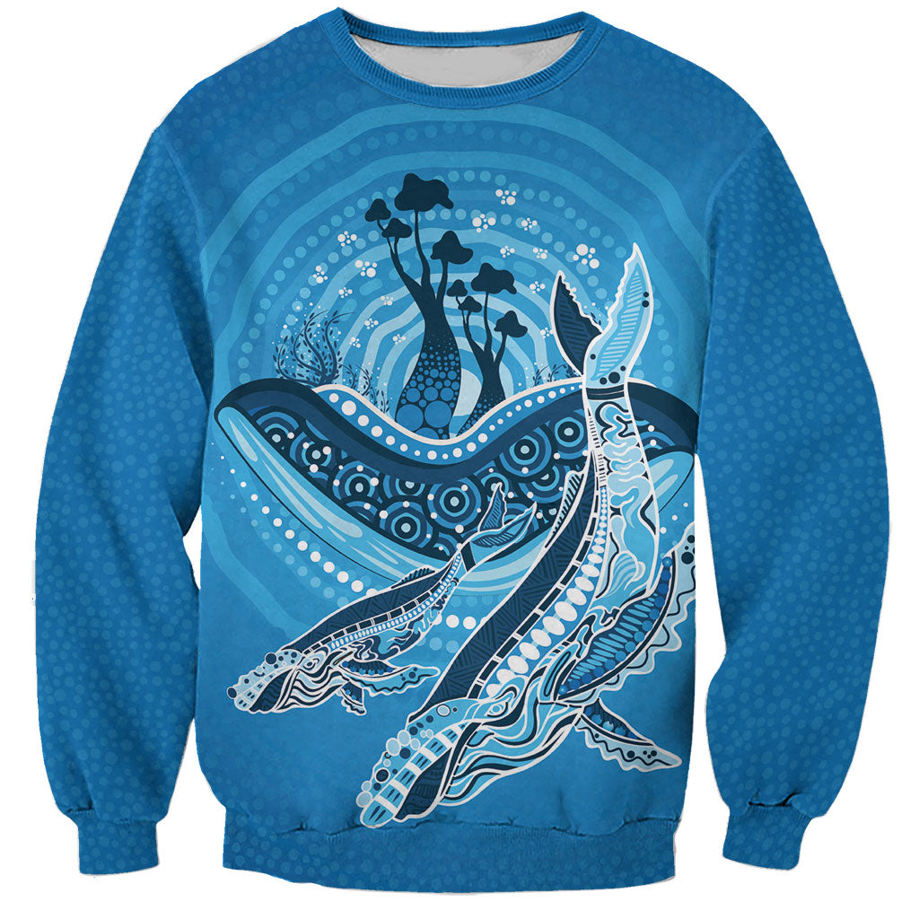 Aboriginal Ocean Whale Sweatshirt Dot Art Dreamtime Tree of Life