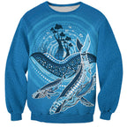 Aboriginal Ocean Whale Sweatshirt Dot Art Dreamtime Tree of Life