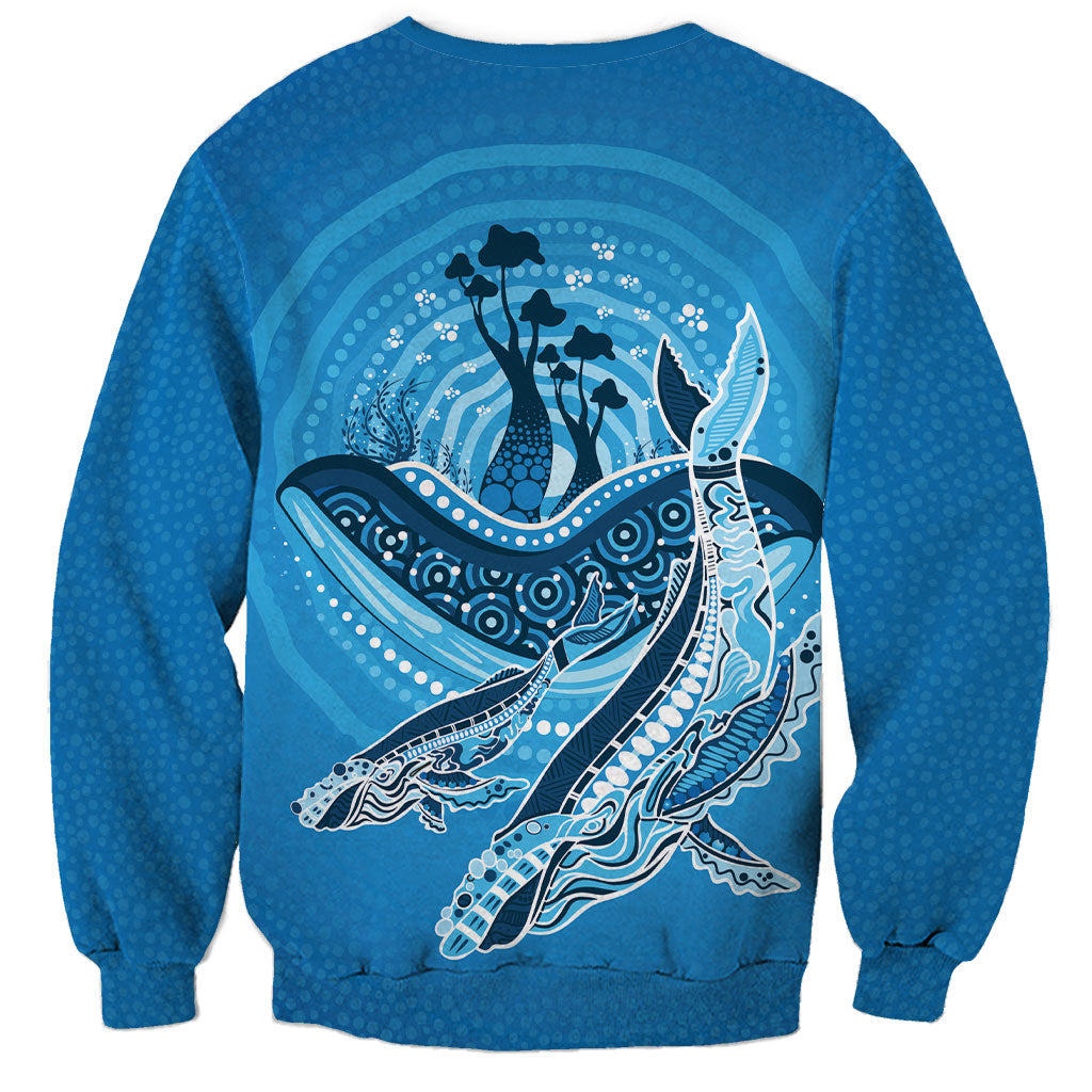 Aboriginal Ocean Whale Sweatshirt Dot Art Dreamtime Tree of Life