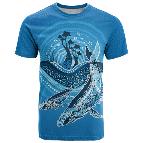 Aboriginal Ocean Whale T Shirt Dot Art Dreamtime Tree of Life