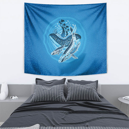 Aboriginal Ocean Whale Tapestry Dot Art Dreamtime Tree of Life