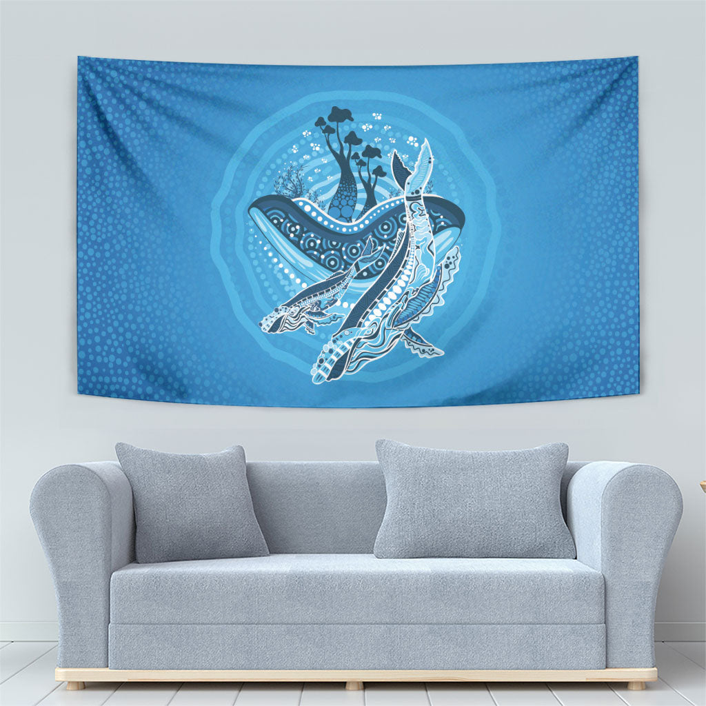 Aboriginal Ocean Whale Tapestry Dot Art Dreamtime Tree of Life