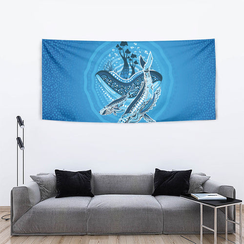 Aboriginal Ocean Whale Tapestry Dot Art Dreamtime Tree of Life