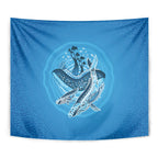 Aboriginal Ocean Whale Tapestry Dot Art Dreamtime Tree of Life