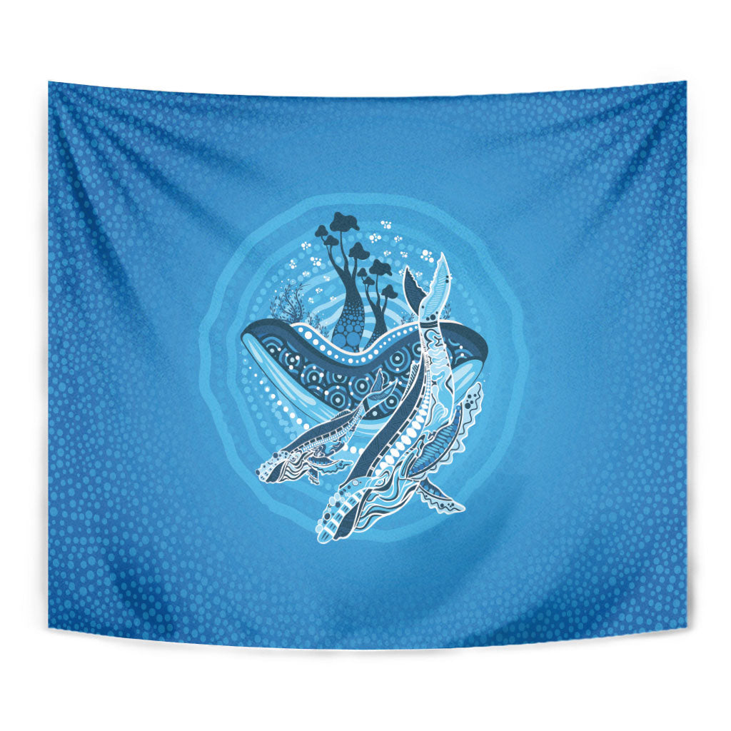 Aboriginal Ocean Whale Tapestry Dot Art Dreamtime Tree of Life
