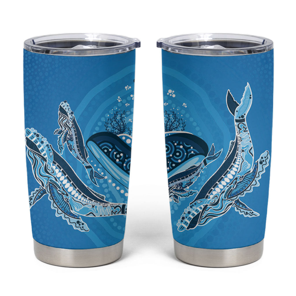 Aboriginal Ocean Whale Tumbler Cup Dot Art Dreamtime Tree of Life
