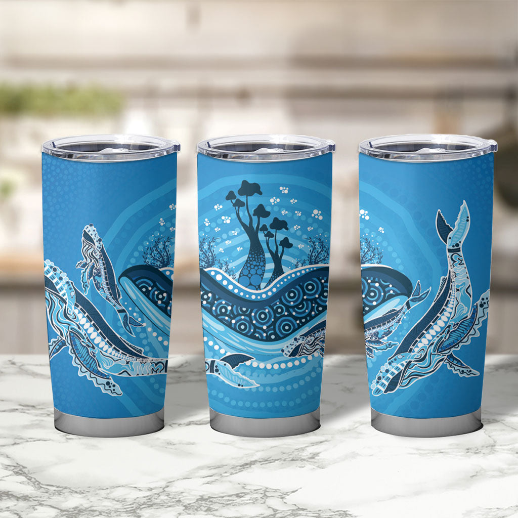 Aboriginal Ocean Whale Tumbler Cup Dot Art Dreamtime Tree of Life