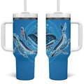 Aboriginal Ocean Whale Tumbler With Handle Dot Art Dreamtime Tree of Life