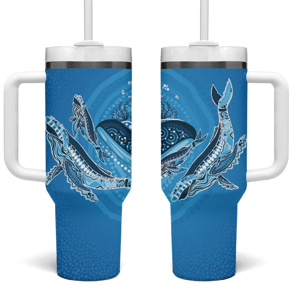 Aboriginal Ocean Whale Tumbler With Handle Dot Art Dreamtime Tree of Life