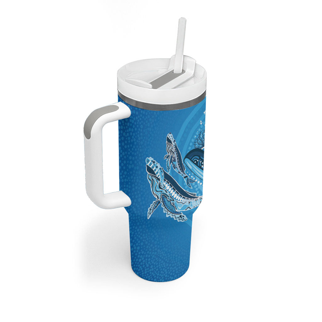 Aboriginal Ocean Whale Tumbler With Handle Dot Art Dreamtime Tree of Life