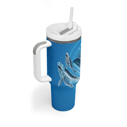 Aboriginal Ocean Whale Tumbler With Handle Dot Art Dreamtime Tree of Life
