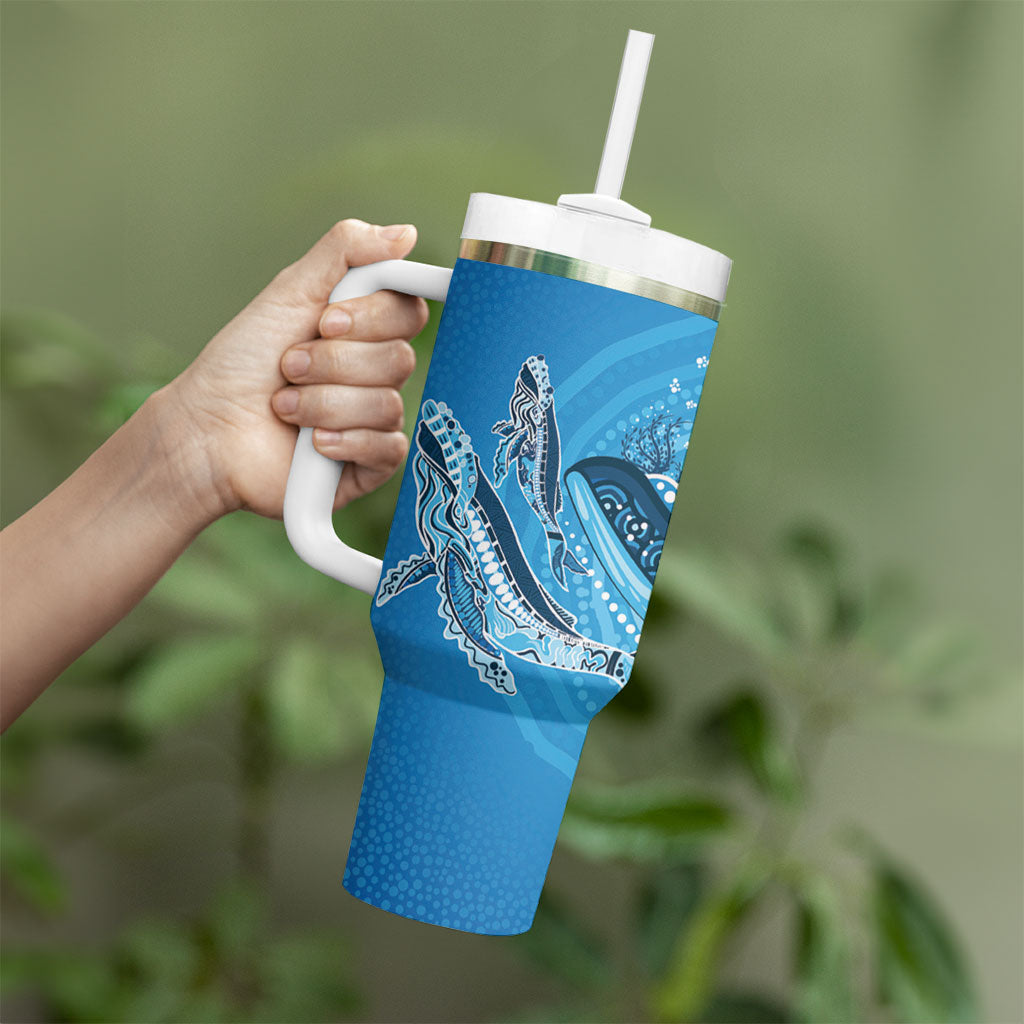 Aboriginal Ocean Whale Tumbler With Handle Dot Art Dreamtime Tree of Life