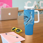 Aboriginal Ocean Whale Tumbler With Handle Dot Art Dreamtime Tree of Life