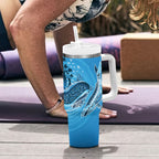 Aboriginal Ocean Whale Tumbler With Handle Dot Art Dreamtime Tree of Life