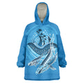 Aboriginal Ocean Whale Wearable Blanket Hoodie Dot Art Dreamtime Tree of Life