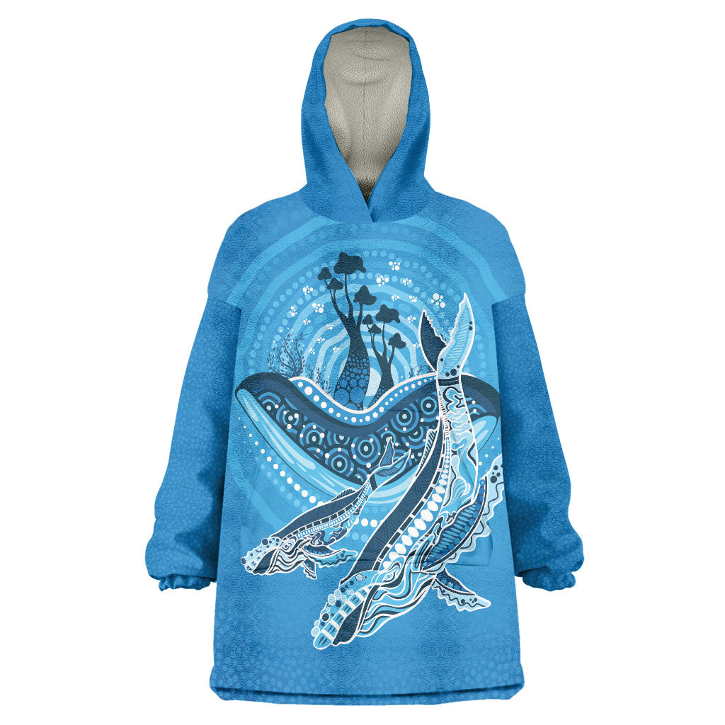 Aboriginal Ocean Whale Wearable Blanket Hoodie Dot Art Dreamtime Tree of Life