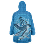 Aboriginal Ocean Whale Wearable Blanket Hoodie Dot Art Dreamtime Tree of Life