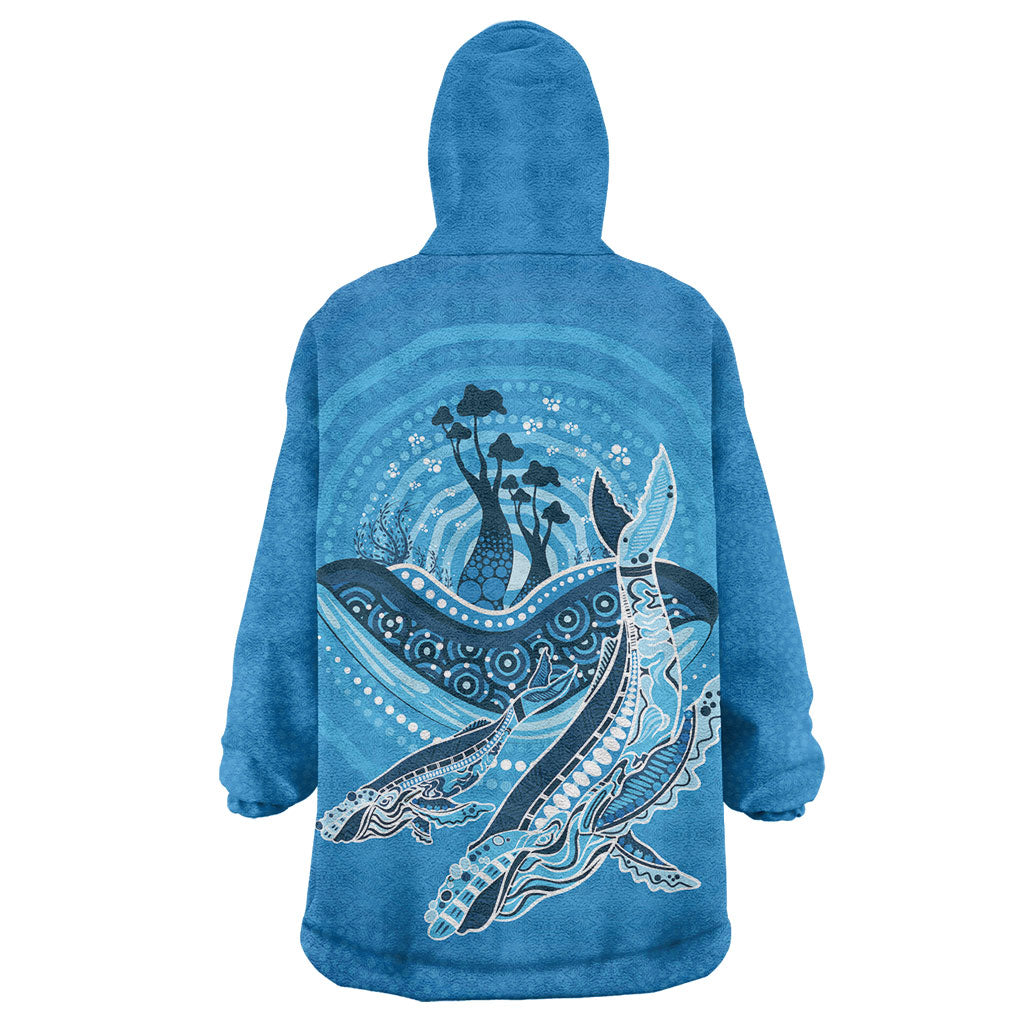 Aboriginal Ocean Whale Wearable Blanket Hoodie Dot Art Dreamtime Tree of Life