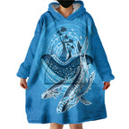 Aboriginal Ocean Whale Wearable Blanket Hoodie Dot Art Dreamtime Tree of Life