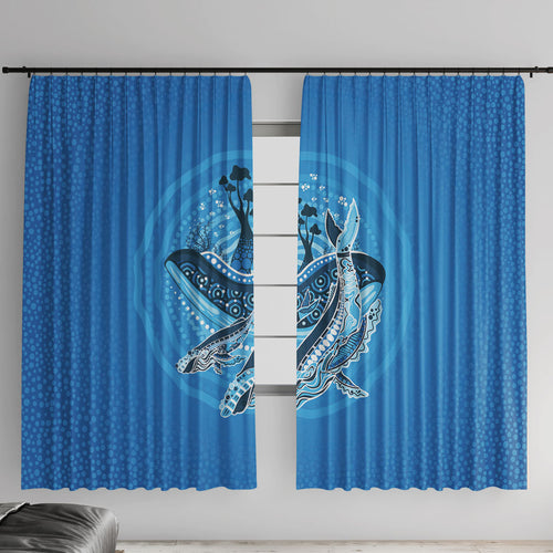Aboriginal Ocean Whale Window Curtain Dot Art Dreamtime Tree of Life