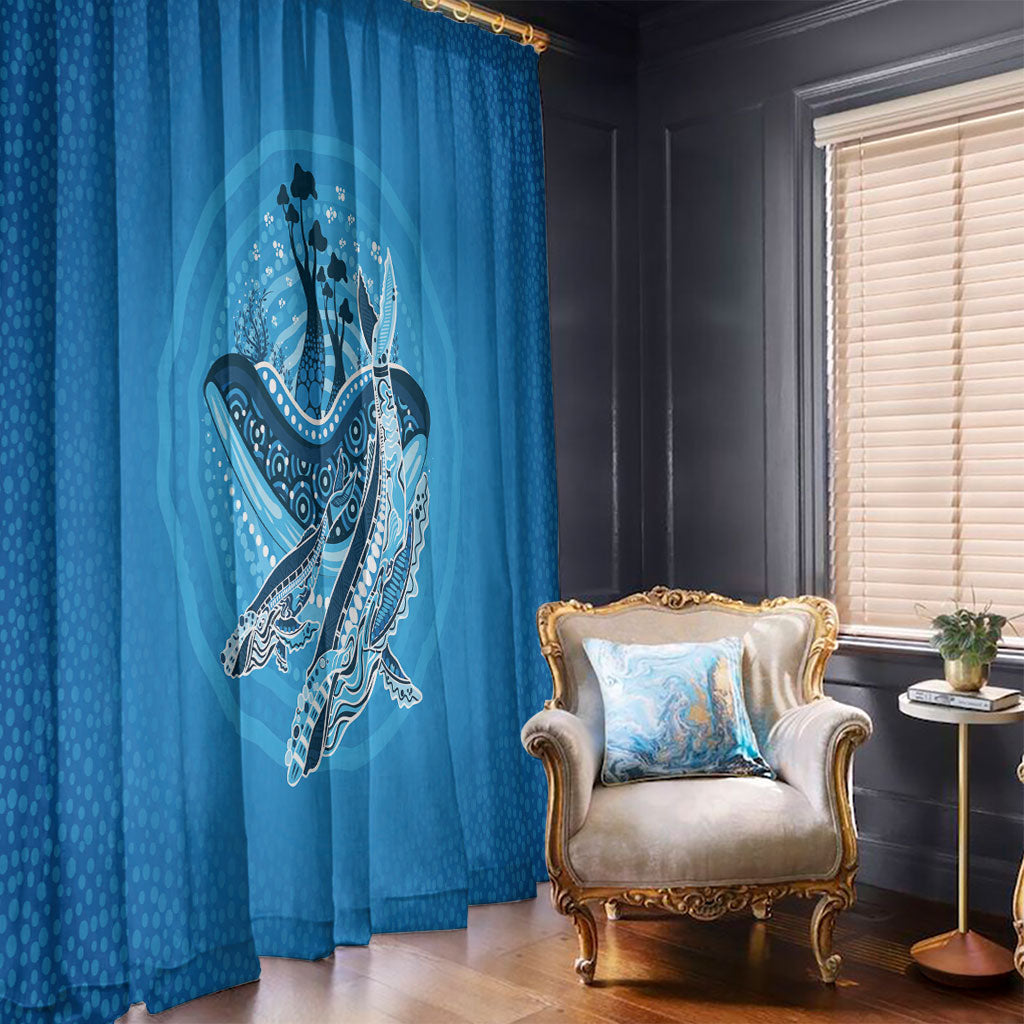 Aboriginal Ocean Whale Window Curtain Dot Art Dreamtime Tree of Life