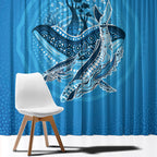 Aboriginal Ocean Whale Window Curtain Dot Art Dreamtime Tree of Life