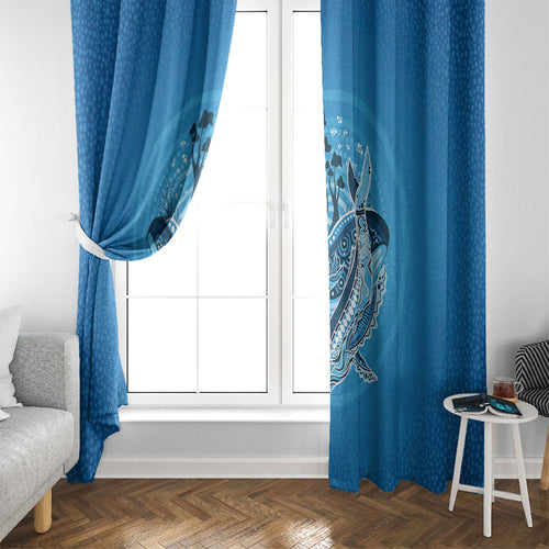 Aboriginal Ocean Whale Window Curtain Dot Art Dreamtime Tree of Life