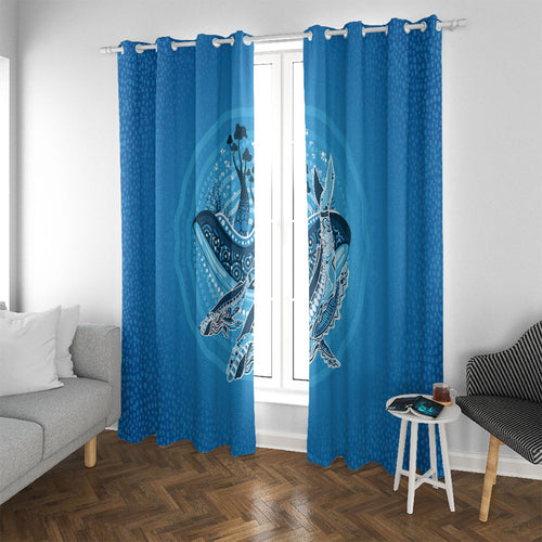 Aboriginal Ocean Whale Window Curtain Dot Art Dreamtime Tree of Life