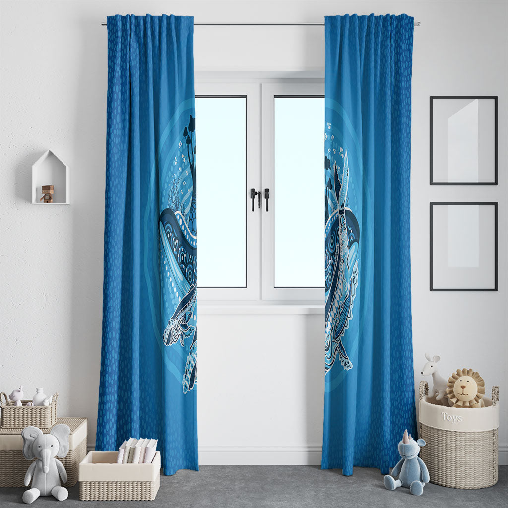 Aboriginal Ocean Whale Window Curtain Dot Art Dreamtime Tree of Life
