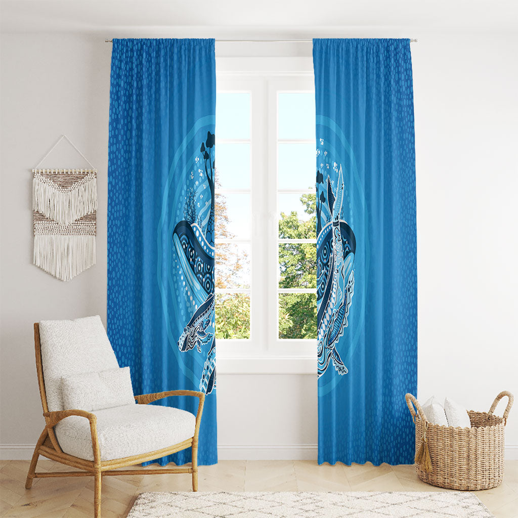 Aboriginal Ocean Whale Window Curtain Dot Art Dreamtime Tree of Life