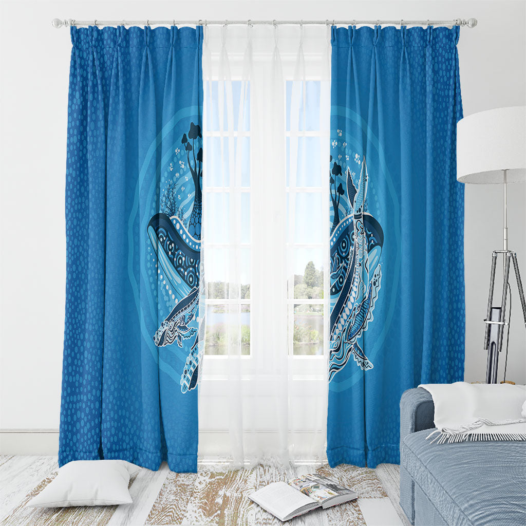 Aboriginal Ocean Whale Window Curtain Dot Art Dreamtime Tree of Life