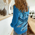 Aboriginal Ocean Whale Women Casual Shirt Dot Art Dreamtime Tree of Life