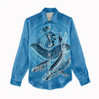 Aboriginal Ocean Whale Women Casual Shirt Dot Art Dreamtime Tree of Life