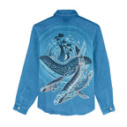 Aboriginal Ocean Whale Women Casual Shirt Dot Art Dreamtime Tree of Life