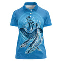 Aboriginal Ocean Whale Women Polo Shirt Dot Art Dreamtime Tree of Life
