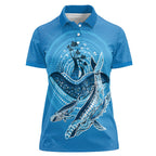 Aboriginal Ocean Whale Women Polo Shirt Dot Art Dreamtime Tree of Life